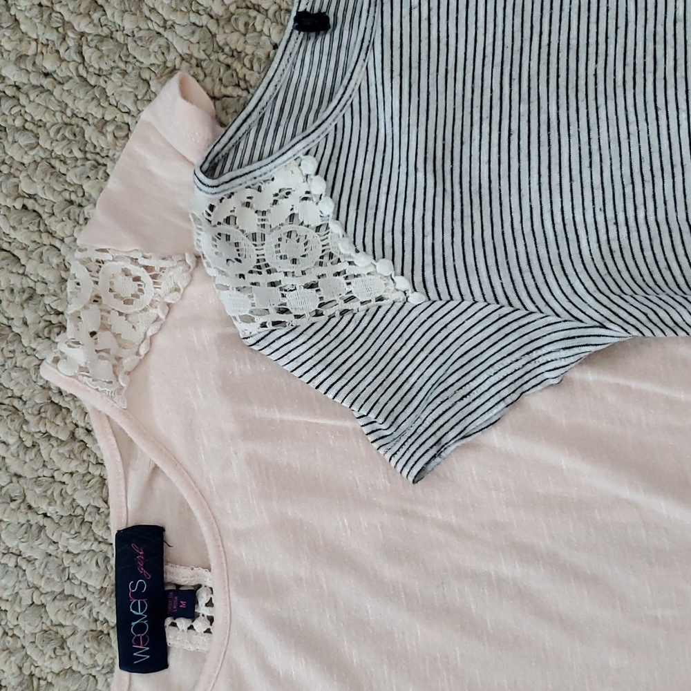 Two girls tees with lace detailing